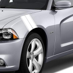Dual 7 inches Wide Fender Stripe Hash Mark Decal Universal Fit 22" Long for Both Sides.