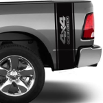 4X4 Off Road Racing Stripes Rear Bed Vinyl Decals Compatible with Dodge Ram 1500 2500 Ford F-150 Tundra Tacoma Toyota or Any Pickup Truck 2 Pack. Black Matte