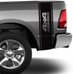 4X4 Off Road Racing Stripes Rear Bed Vinyl Decals Compatible with Dodge Ram 1500 2500 Ford F-150 Tundra Tacoma Toyota or Any Pickup Truck 2 Pack. Black Matte