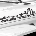City Buildings and Mountains Custom Decal Your own Text Compatible with Jeep Hood or Any Others Mountain Compatible with All Jeeps Wrangler Gladiator JK TJ YJ CJ Pair Set of 2