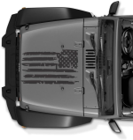 Reversed USA American Flag Tattered Distressed Decal Compatible with Jeep Wrangler Hood USA Made