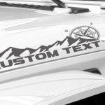 Mountain Compass Custom Decal Your own Text Compatible with Jeep Hood or Any Others Mountain Compatible with All Jeeps Wrangler Gladiator JK TJ YJ CJ Pair Set of 2 Ruby Font