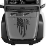 Reversed Distressed Usa American Flag hood Decal compatible with any Jeep.