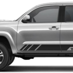 Racing Stripes Custom Text Decal Sticker for Pickup Side Door Compatible with TRD Tacoma Tundra or Any Truck. Pair Set of 2