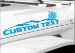 Mountain Compass and Sun Custom Decal Your own Text Compatible with Jeep Hood or Any Others Mountain Compatible with All Jeeps Wrangler Gladiator JK TJ YJ CJ Pair Set of 2 Ruby Font
