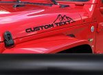 Custom Letters Your Text Mountains Range Theme Decal Sticker Hood Fender Compatible with All Jeeps Wrangler Rubicon Gladiator JK TJ YJ CJ 23X5 Inches Set of 2 Mirrored Mountain Decals.