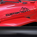 Custom Letters Your Text Mountains Range Theme Decal Sticker Hood Fender Compatible with All Jeeps Wrangler Rubicon Gladiator JK TJ YJ CJ 23X5 Inches Set of 2 Mirrored Mountain Decals.