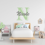 Custom Wall Decal Stickers Name and Initial for Children's room or nursery room Unisex 18×12 inches